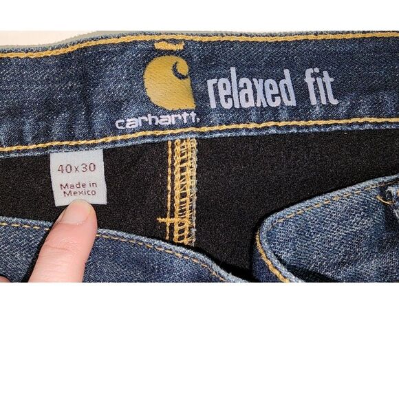 Carhartt Men's Fleece Lined Relaxed Fit Blue Denim Jeans Size 40 x 30 - Picture 6 of 6